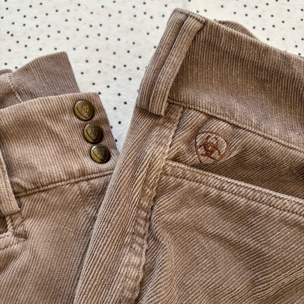 Bundle of 2 Women’s Ariat Corduroy Breeches Size 34R in Taupe Riding Equestrian - Picture 4 of 8